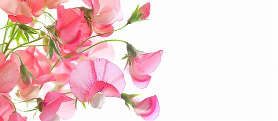 Aufkleber - White background with a sweetpea creating copy space image.