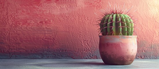 Aufkleber - A decorative flower pot with beautiful cacti is seen on one side, set against an isolated backdrop in a studio shot with ample copy space image.
