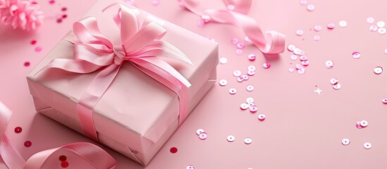 Aufkleber - Pink background with a gift box concept and a copy space image.