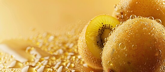 Wall Mural - Golden kiwi fruit with copy space image.