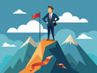 © Bendix - A businessman standing on a peak with a flag labeled 'Success'