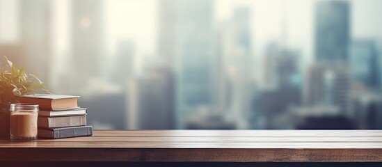 Aufkleber - Blurry office background with a tabletop featuring a copy space image.