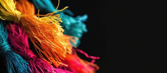 Fototapete - Vibrant fringe against a black backdrop with copy space image.
