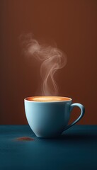 Wall Mural - Vertical photo of a cup of hot coffee with special effects, advertising coffee and coffee shops