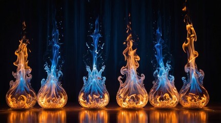 Wall Mural - Abstract glowing flame drops in electric illumination