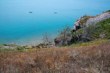 Poster - Magnifique paysage sur le sentier côtier GR34 du cap d'Erquy en Bretagne - France