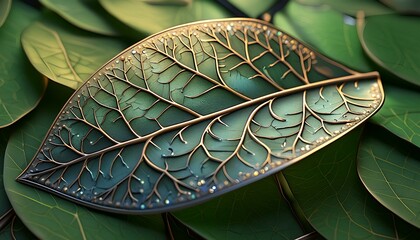 Highly detailed and textured leaf in rich green hues