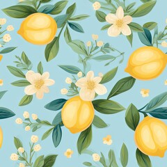 Poster - Lemon patterns wallpaper 