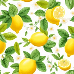 Poster - Lemon patterns wallpaper 