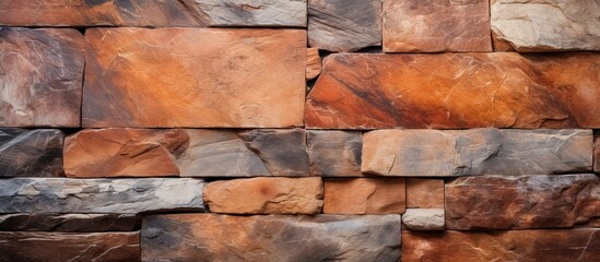 Fototapete - Close-up brown and orange stone texture background with copy space image for design.