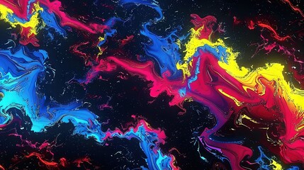 Wall Mural -  Multicolored foreground on black background, featuring