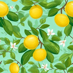 Poster - Lemon patterns wallpaper 