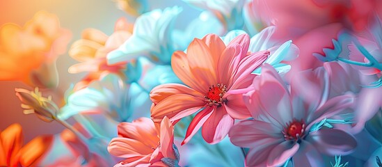 Aufkleber - Flowers depicted with color filters, enhancing their beauty in the copy space image.
