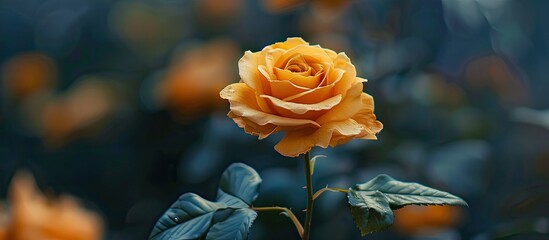 Sticker - Close-up image of a yellow rose with selective focus and ample copy space.