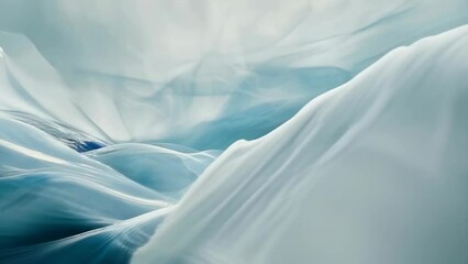 Wall Mural - This abstract image features flowing blue and white wave patterns with delicate light trails, evoking a sense of movement and calm. The design appears to capture the essence of water and light