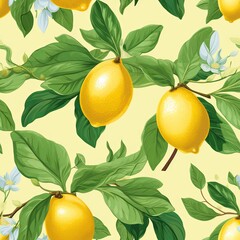 Poster - Lemon patterns wallpaper 