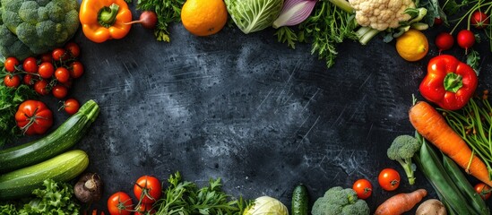 Wall Mural - Vegetables arranged neatly in a frame with copy space image.