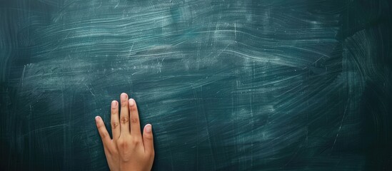 Poster - Hands displaying a summary on a blackboard with ample copy space image.