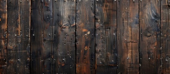 Aufkleber - Rustic old brown wooden texture background with a dark timber hue, suitable for a long panoramic banner with ample copy space image.