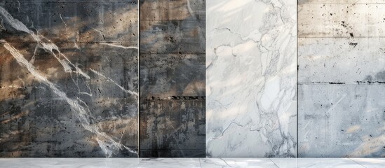 Leinwandbilder - Abstract background with a choice between a concrete wall or marble wall, both having copy space image.