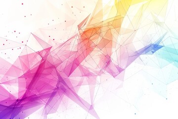 Colorful Wireframe technology background with futuristic triangle shape, plexus effect, vector illustration on white background