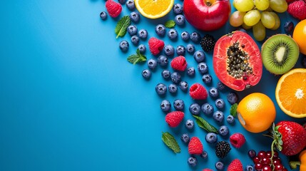 Wall Mural - Fresh berries on a white background. A juicy and vitamin-rich food mix.