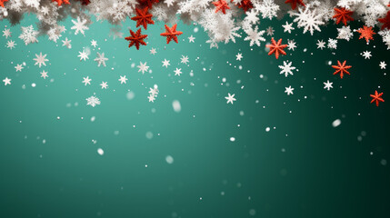 Wall Mural - X Mas Theme Wallpaper in Green with blurry Snowflakes