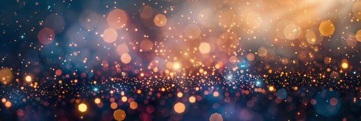 Wall Mural - abstract myriad of colorful bokeh lights against a dark background. festive magical atmosphere