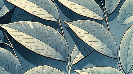 Wall Mural -   A detailed image of a blue-green leafed plant against a deep blue background