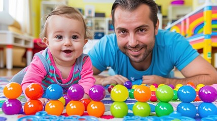 Wall Mural - Happy father and son