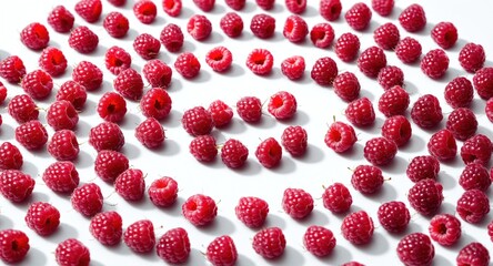 Poster - Fresh raspberry fruits on white background
