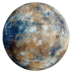 Wall Mural - mercury planet with cratered surface isolated on transparent background
