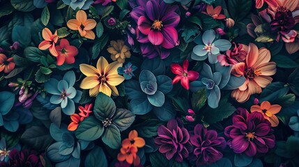 Canvas Print - A Vibrant Garden of Flowers and Foliage