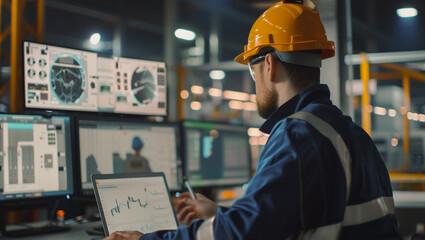 engineer is designing the workings of a mechanical arm in an industrial factory.