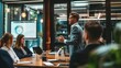 © acnaleksy - Businessman giving a presentation to his colleagues in a conference room