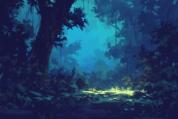 Wall Mural - Neon lit nature scenery with glowing highlights for graphic designs