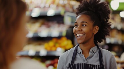 Retail worker offering assistance in the store