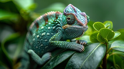 With a space to write, this cute chameleon is on a green background.