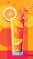 Wall Mural - Juice to go with fresh fruits. Orange, watermelon, kiwi, lemon smoothie set. Watermelon, watermelon, kiwi, lemon smoothie set. Summer background for banners, posters, brands, labels, packaging,