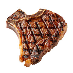 Juicy T-Bone Steak with Grill Marks on Transparent Background