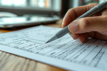 Close Up of Hand Filling Out a Paper Form With a Pen