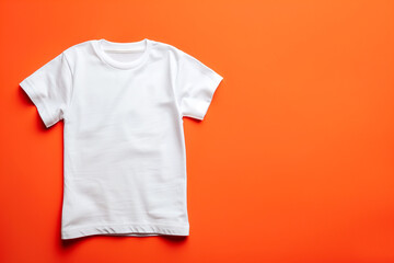 Wall Mural - children's cotton mock-up T-shirt on the background, top view