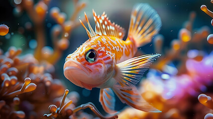 Colorful aquatic life thrives in tropical reef, AI Generative