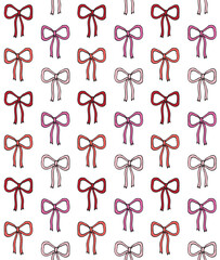 Sticker - Vector seamless pattern of different color hand drawn sketch doodle bow tie isolated on white background