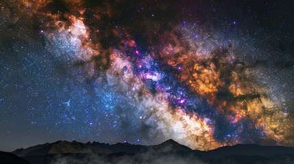 Milky Way Galaxy Over Majestic Mountains