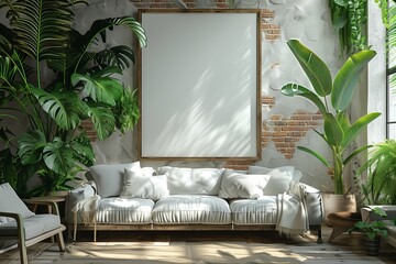 Canvas Print - White Sofa And Plants In Modern Living Room