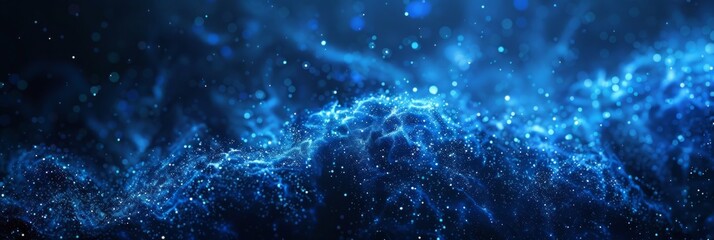Wall Mural - dark blue and glow particle abstract background.