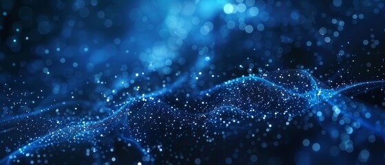 Wall Mural - dark blue and glow particle abstract background.