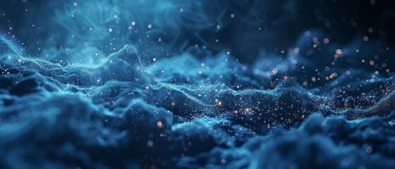 Wall Mural - dark blue and glow particle abstract background.
