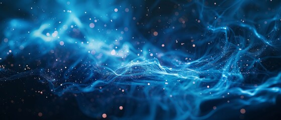 Wall Mural - dark blue and glow particle abstract background.